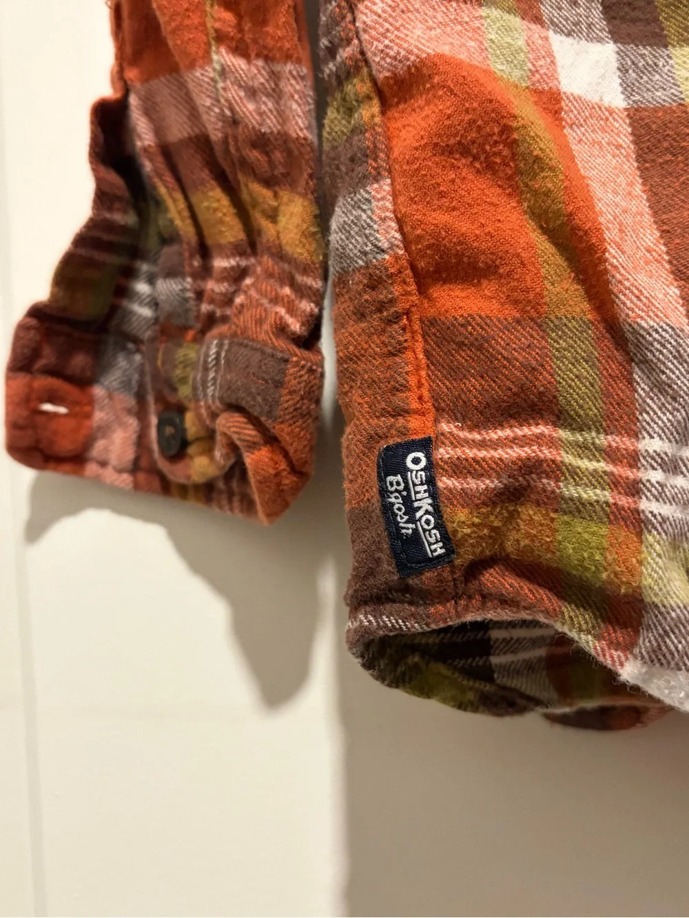 OshKosh B'gosh Orange Plaid Button-Down Shirt with Chest Pocket